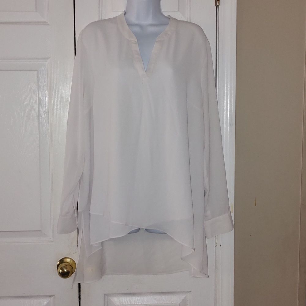 Tribella white hi low tunic blouse  Sz XL